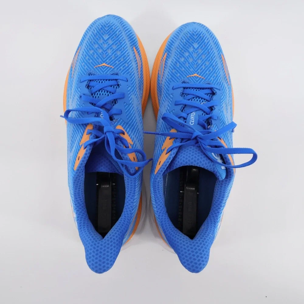 Hoka Clifton 9 Wide Running Shoes Blue Orange Mens 12.5 2E